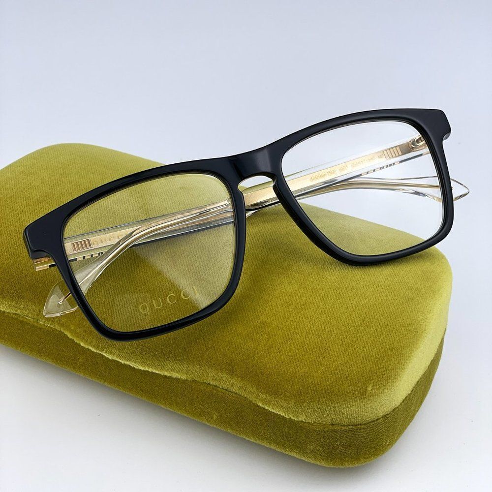 NEW Gucci GG0561ON 001 Black Crystal Square Unisex Eyeglasses